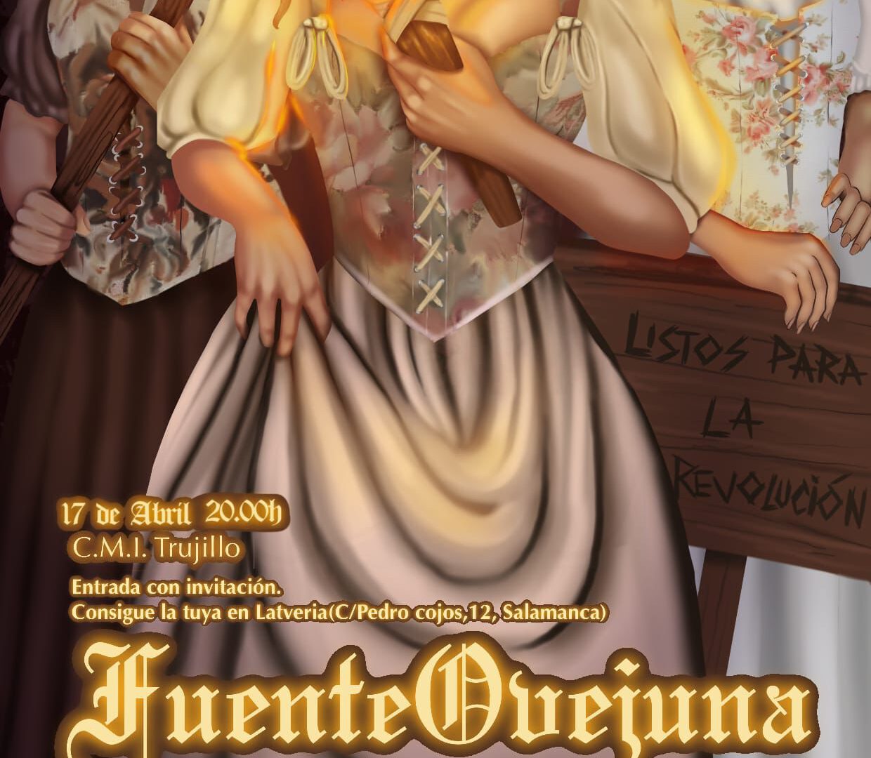 cartel de la obra Fuenteovejuna diseñado por Yaiza (starmerz en Instagram)