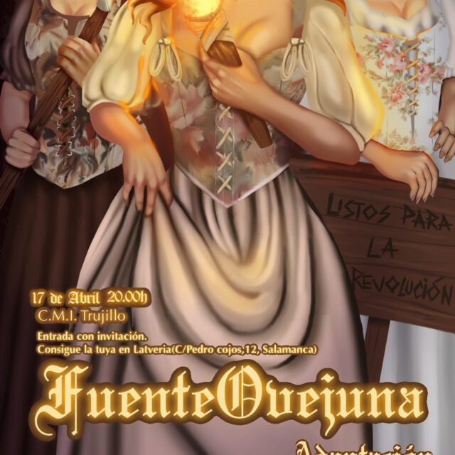 cartel de la obra Fuenteovejuna diseñado por Yaiza (starmerz en Instagram)