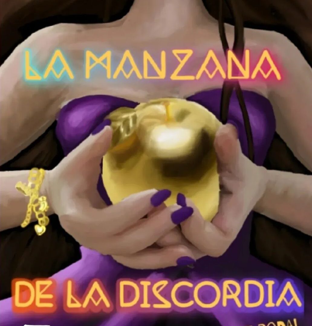 cartel de la obra Manzana de la discordia estrenada por Stormfilm Teatro